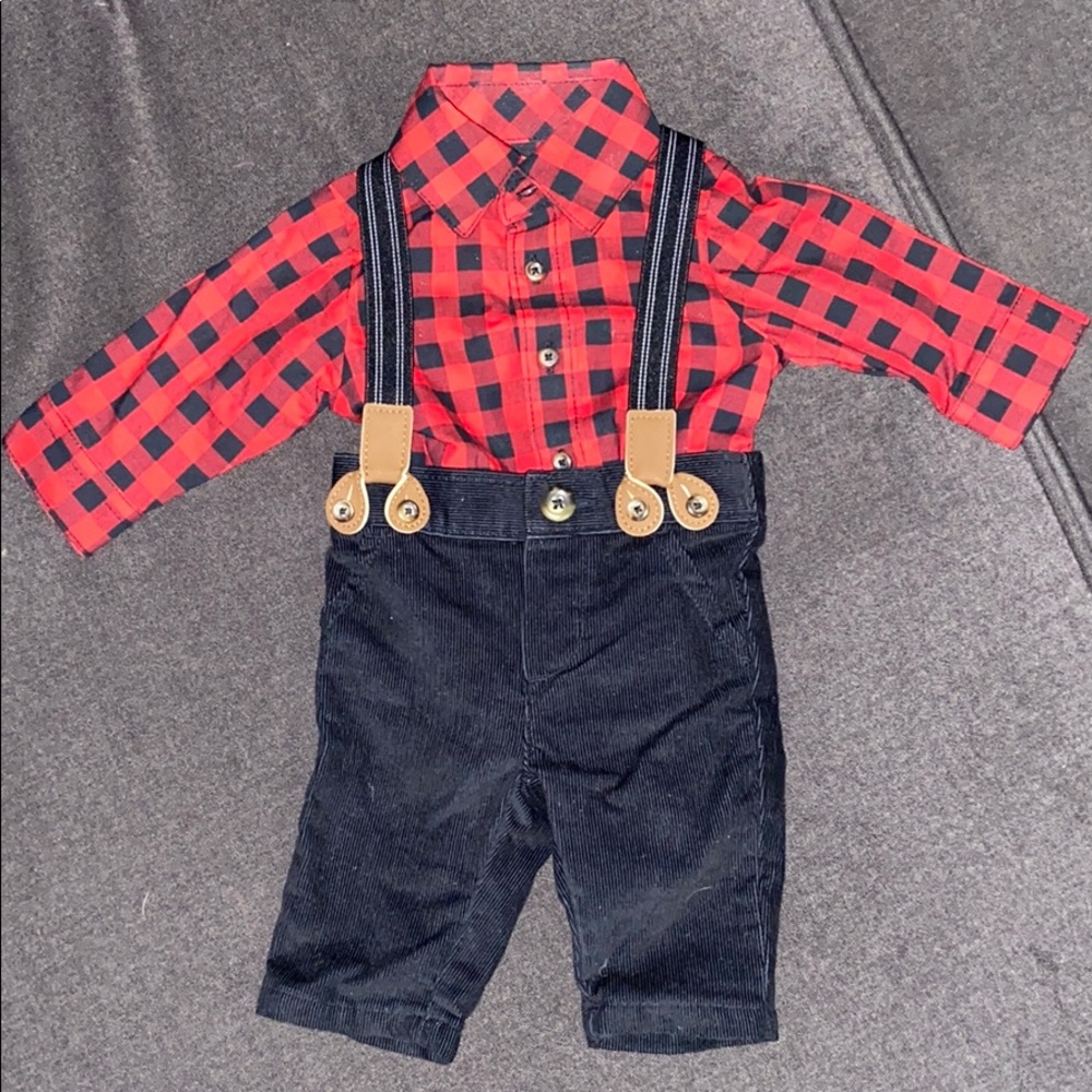 Carters Red/Black Buffalo Plaid Outfit